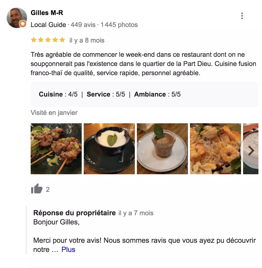 avis google restaurant